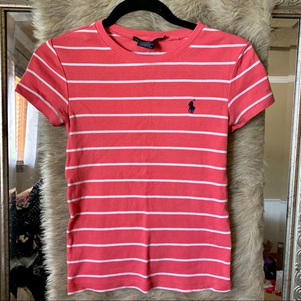 S coral striped tee